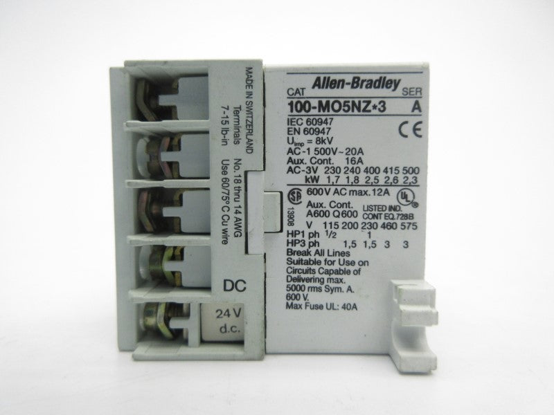 ALLEN BRADLEY 100-MO5NZJ3 SER. A 24VDC 20A NSNP