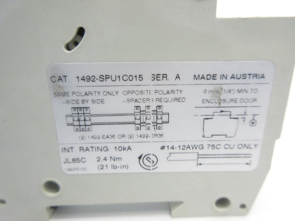 ALLEN BRADLEY 1492-SPU1C015 SER. A 240VAC 1.5A NSNP