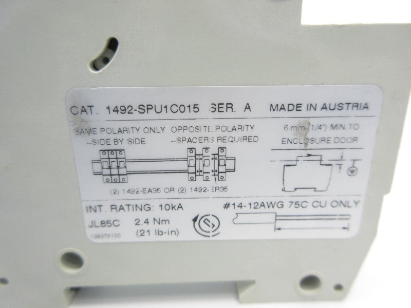 ALLEN BRADLEY 1492-SPU1C015 SER. A 240VAC 1.5A NSNP