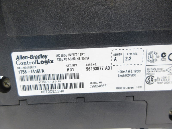 ALLEN BRADLEY 1756-IA16I SER. A F/W 2.2 24VDC NSNP