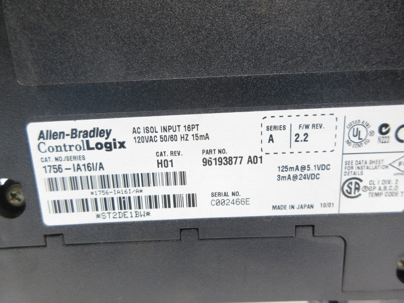 ALLEN BRADLEY 1756-IA16I SER. A F/W 2.2 24VDC NSNP
