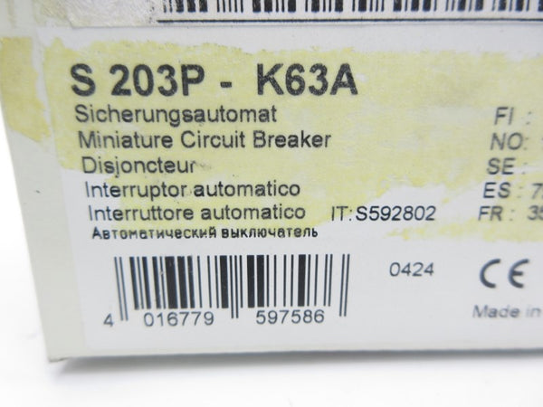 ABB S203P-K63A 400V 63A NSMP