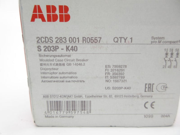 ABB S203P-K40 2CDS283001R0557 40A NSFS