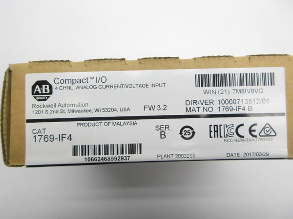 ALLEN BRADLEY 1769-IF4 SER. B F/W 3.2 DATE: 2017 NSFS