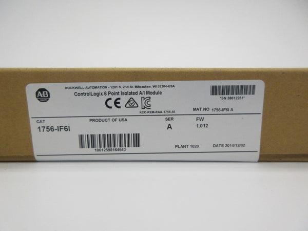 ALLEN BRADLEY 1756-IF6I SER. A F/W 1.012 DATE: 2014 NSFS
