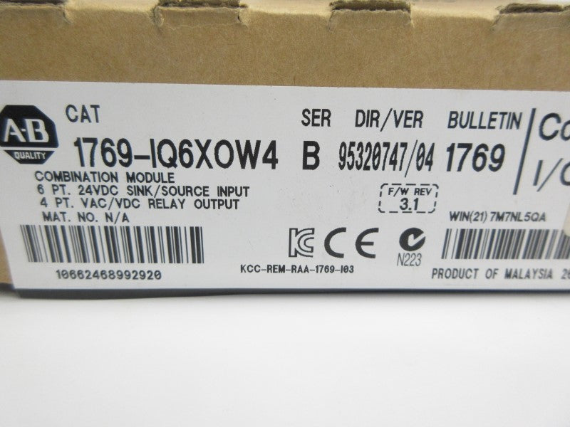 ALLEN BRADLEY 1769-IQ6XOW4 SER. B F/W 3.1 24VDC 0.05A NSMP