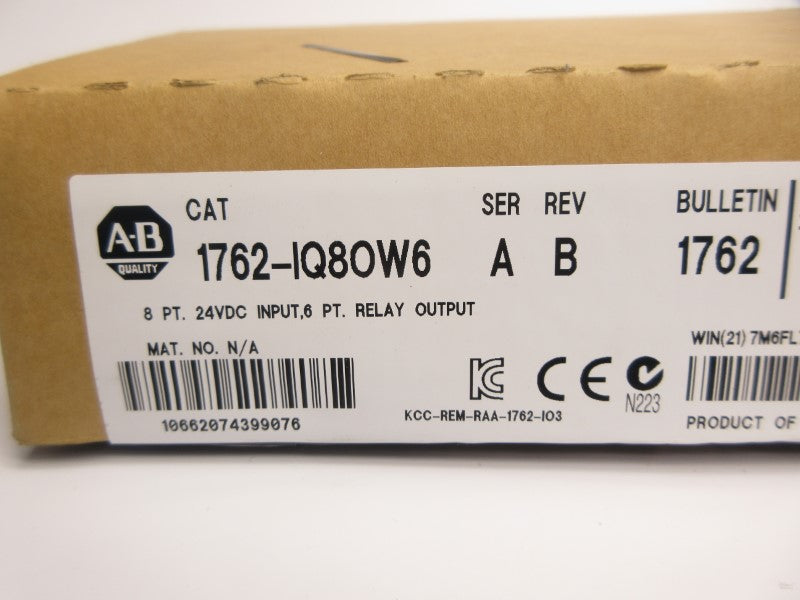 ALLEN BRADLEY 1762-IQ8OW6 SER. A 24VDC 0.080A REV. B NSMP