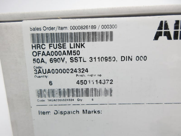 ABB OFAA000AM50 3AUA0000024324 690V 50A (PKG OF 6) NSMP