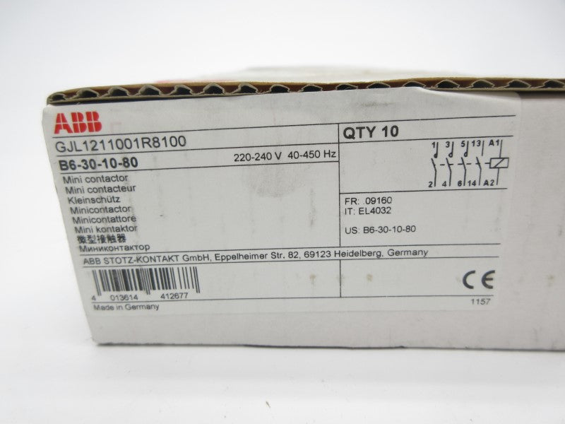 ABB B6-30-10-80 GJL1211001R8100 220-240V (PKG OF 10) NSMP