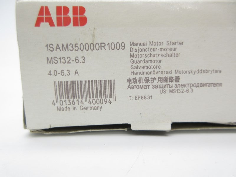 ABB 1SAM350000R1009 MS132-6.3 4.0-6.3A NSMP