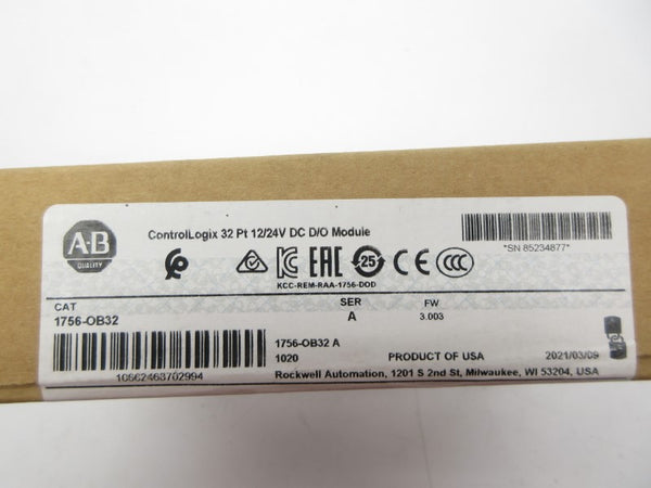 ALLEN BRADLEY 1756-OB32 SER. A F/W 3.003 12/24VDC DATE: 2021 NSFS