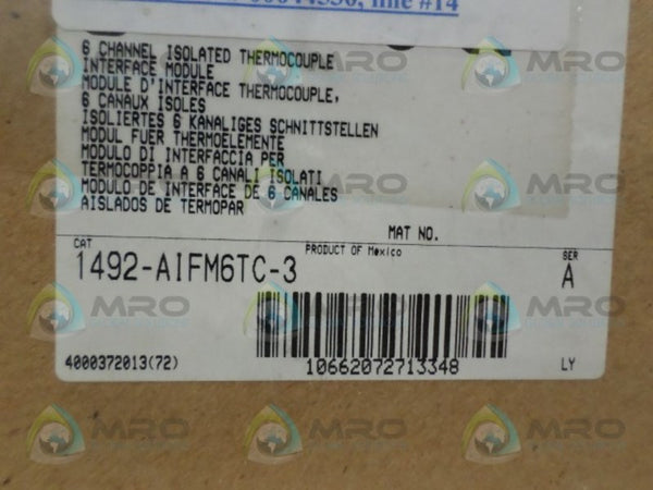 ALLEN BRADLEY 1492-AIFM6TC-3 SER. A THERMOCOUPLE  NSMP
