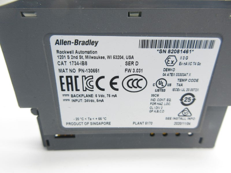 ALLEN BRADLEY 1734-IB8 SER. D F/W 3.031 NSNP