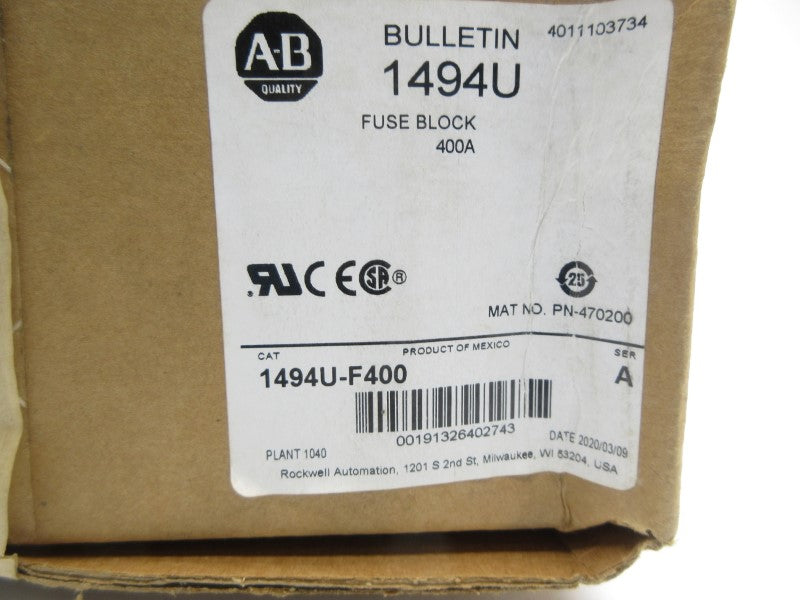 ALLEN BRADLEY 1494U-F400 SER. A 600A (BR/WH) NSFS