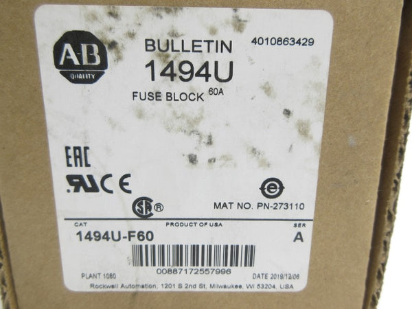 ALLEN BRADLEY 1494U-F60 SER. A 600V 60A (BR/WH) NSMP