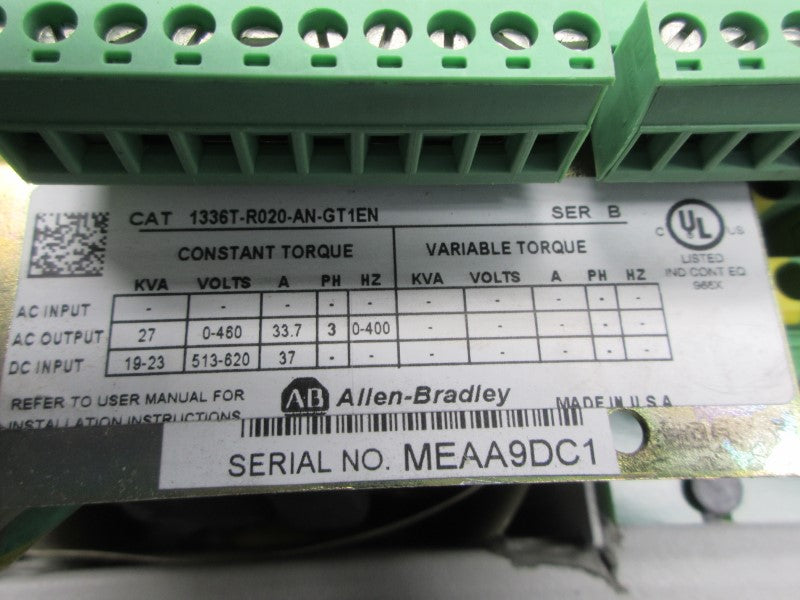 ALLEN BRADLEY 1336T-R020-AN-GT1EN SER. B 513-620V 37A UNMP