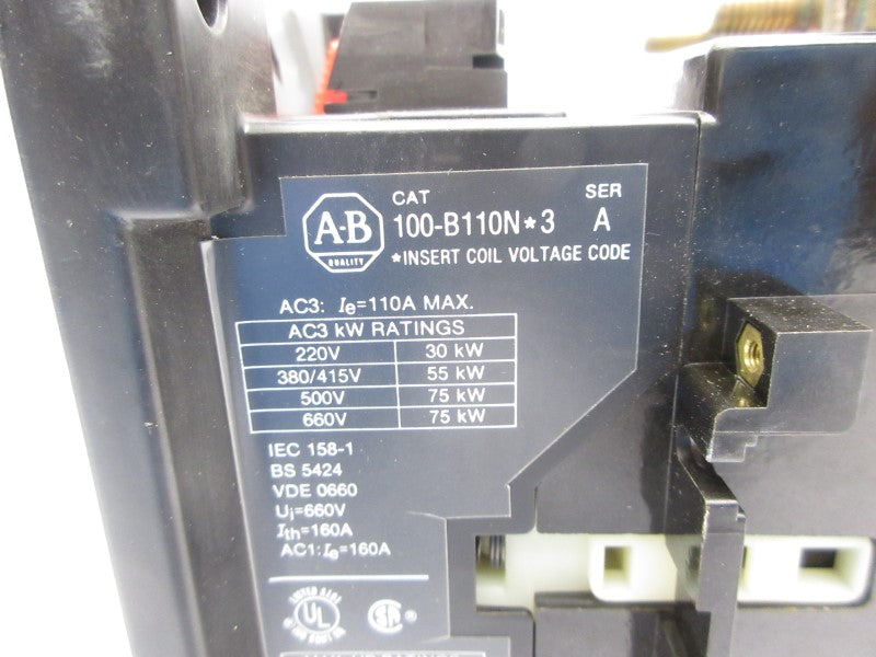 ALLEN BRADLEY 100-B110ND3 SER. A 110/120V 110A NSNP