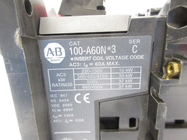ALLEN BRADLEY 100-A60NZA3 SER. C 220V 60A NSNP