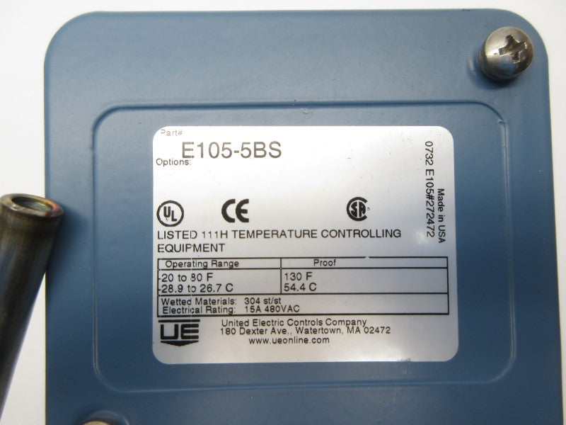 UNITED ELECTRIC E105-5BS 480VAC 15A -20-+80'F NSNP