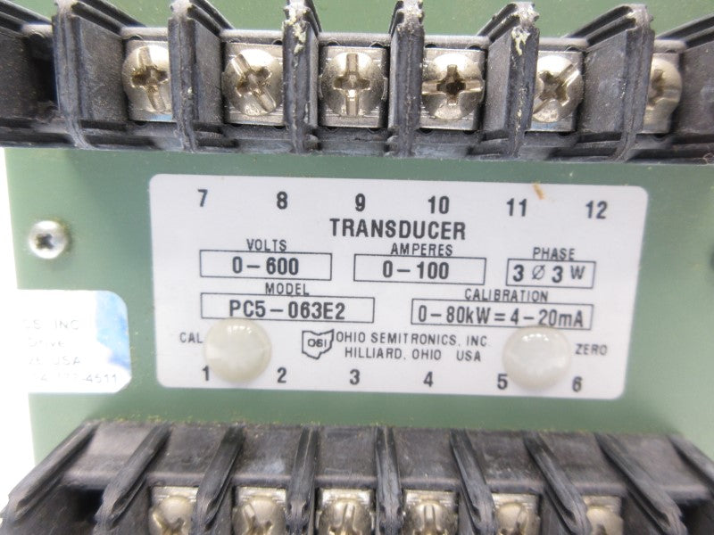 OHIO SEMITRONICS PC5-063E2 0-600V 0-100A NSNP