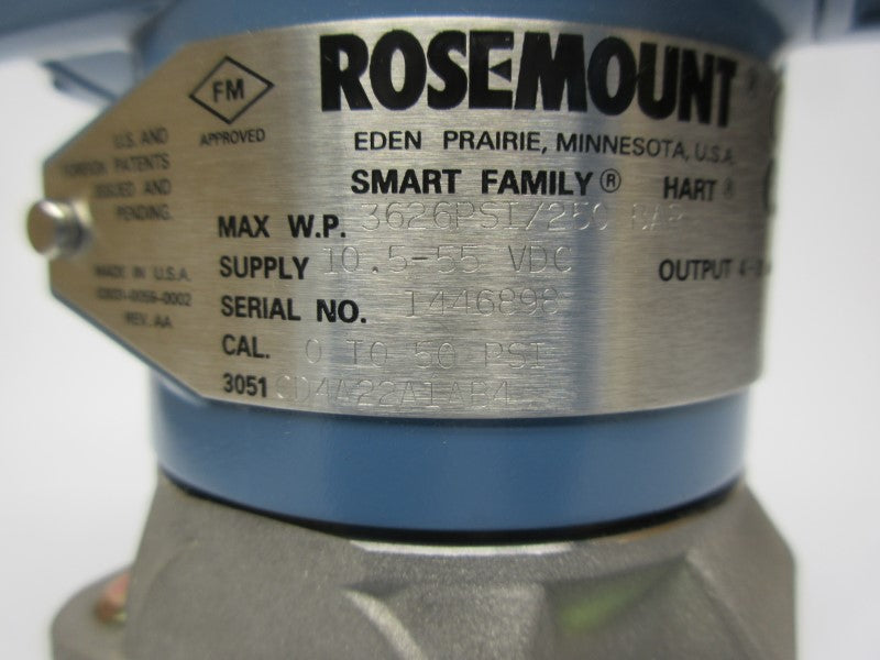 ROSEMOUNT 3051CD4A22A1AB4 10.5-55VDC 0-50PSI NSMP