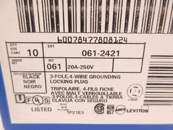 LEVITON 061-2421 250V 20A (PKG OF 10) NSMP
