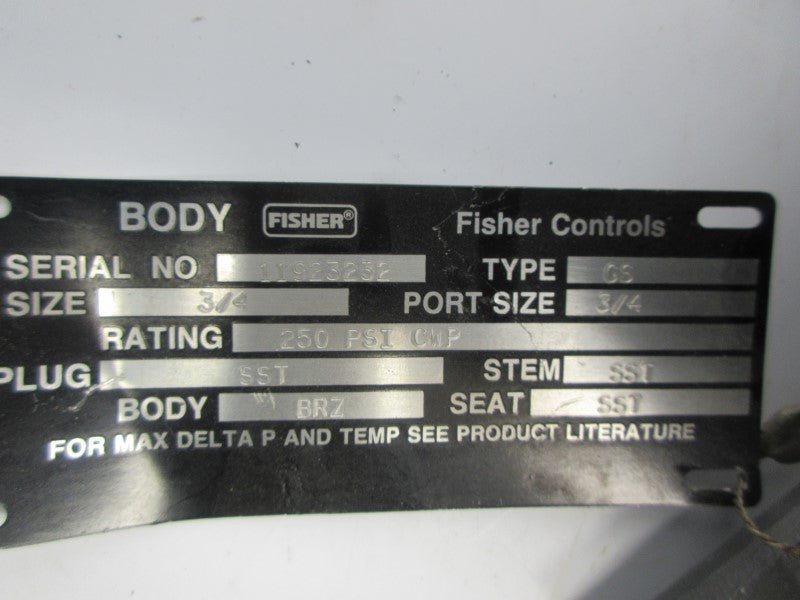 FISHER GS 250PSI 3/4" UNMP