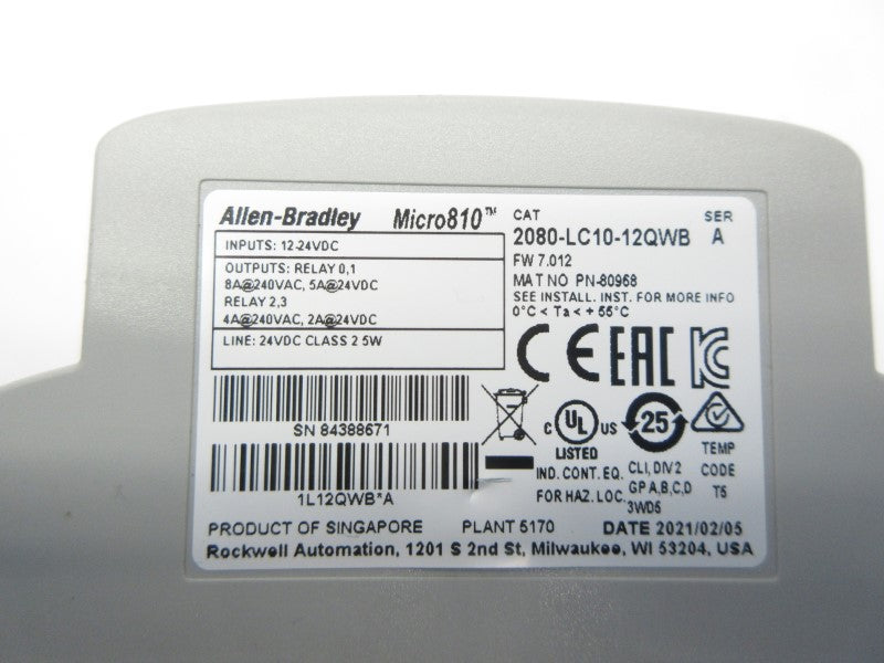 ALLEN BRADLEY 2080-LC10-12QWB SER. A F/W 7.012 12-24VDC NSNP
