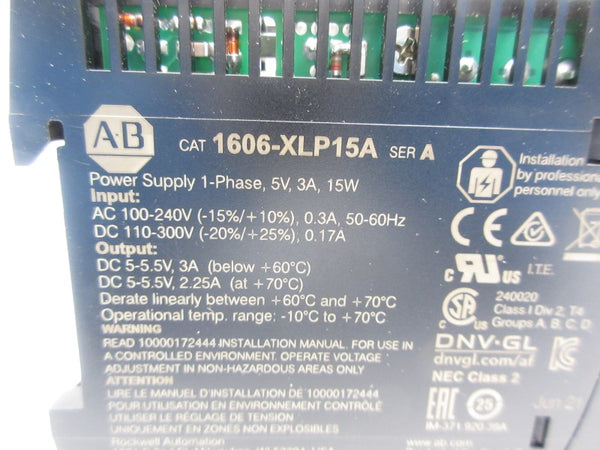 ALLEN BRADLEY 1606-XLP15A SER. A 100-240VAC 0.3A NSNP