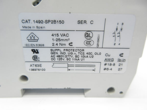 ALLEN BRADLEY 1492-SP2B150 SER. C 415VAC 15A NSNP