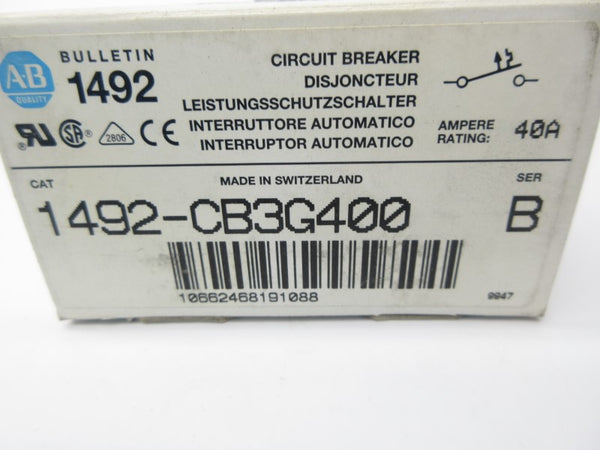 ALLEN BRADLEY 1492-CB3G400 SER. B 480VAC 40A NSMP