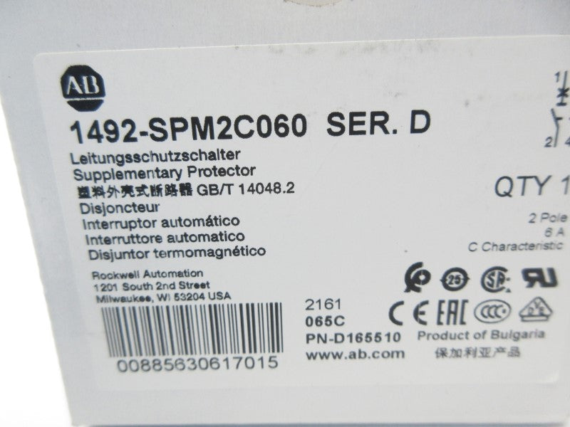 ALLEN BRADLEY 1492-SPM2C060 SER. D 440VAC 6A NSMP