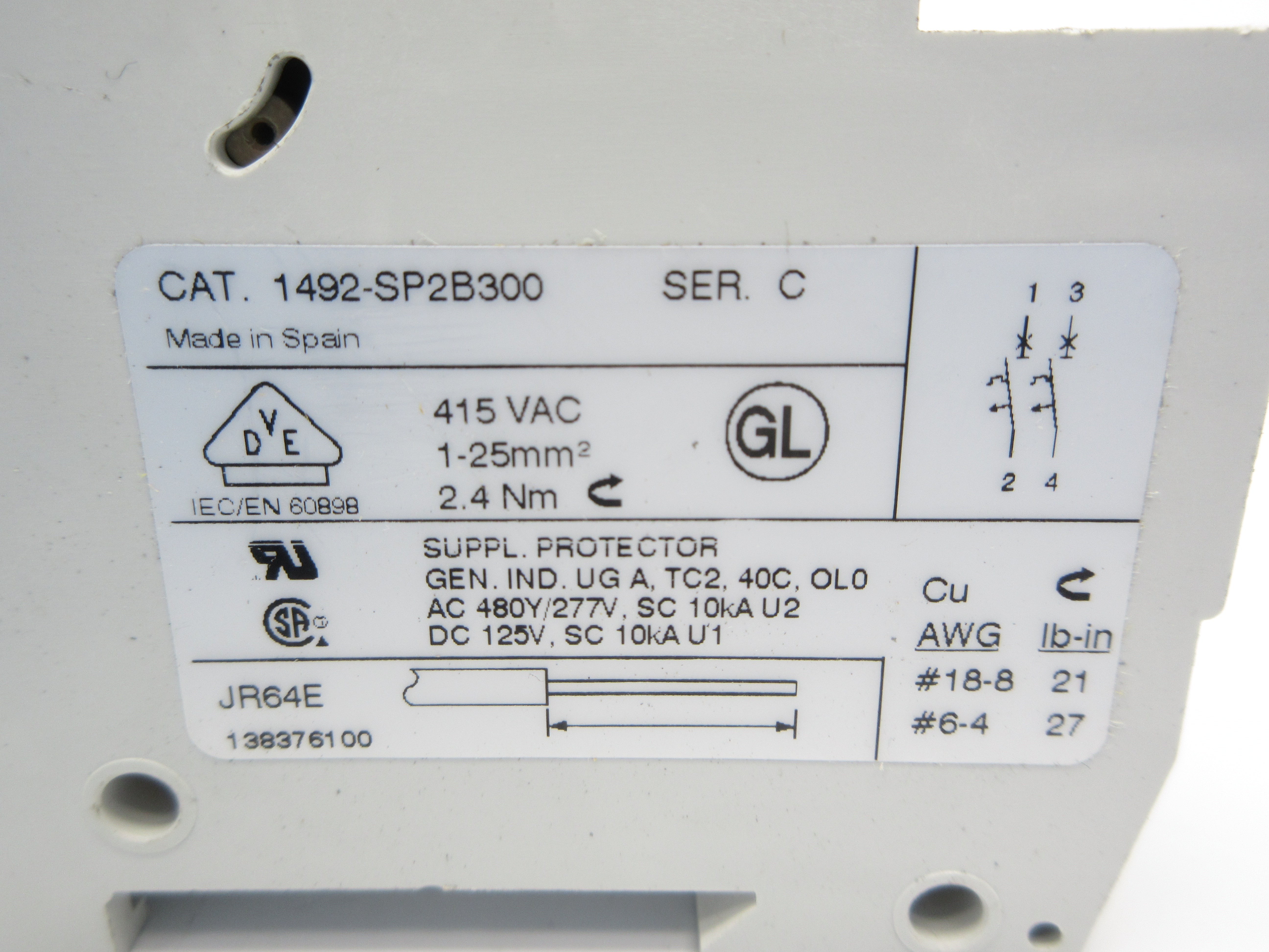 ALLEN BRADLEY 1492-SP2B300 SER. C 415VAC 30A NSNP