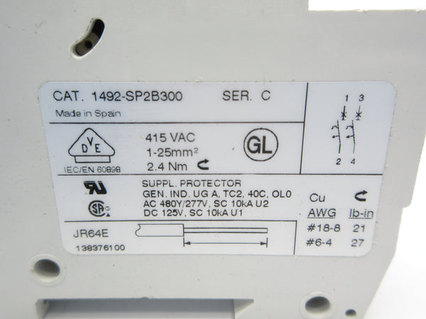 ALLEN BRADLEY 1492-SP2B300 SER. C 415VAC 30A NSNP
