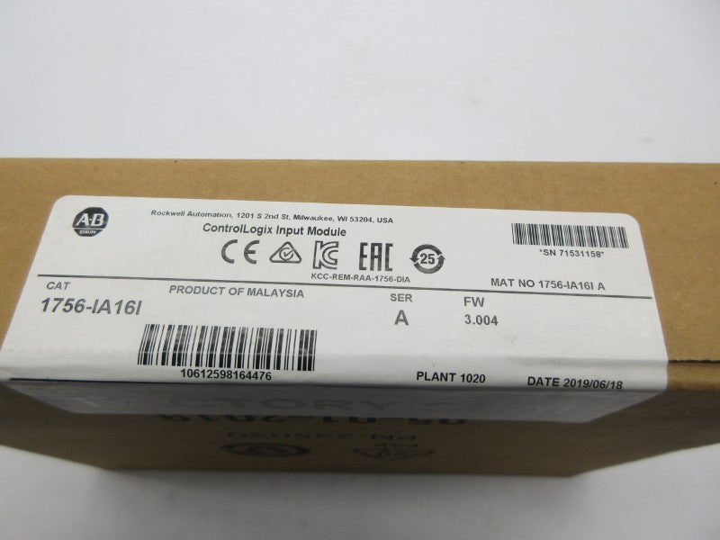 ALLEN BRADLEY 1756-IA16I SER. A F/W 3.004 DATE: 2019 NSFS