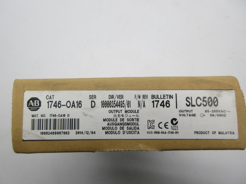 ALLEN BRADLEY 1746-OA16 SER. D 85-265VAC DATE: 2014 NSFS
