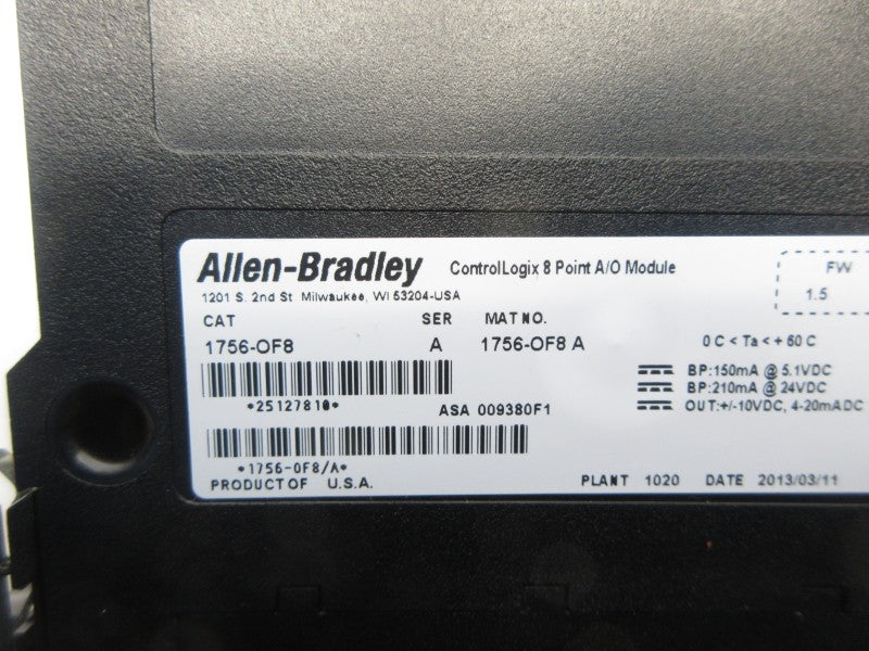 ALLEN BRADLEY 1756-OF8 SER. A F/W 1.5 24VDC NSNP