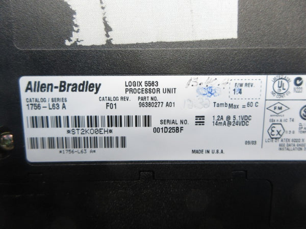 ALLEN BRADLEY 1756-L63 SER. A F/W 1.4 REV. F01 NSNP