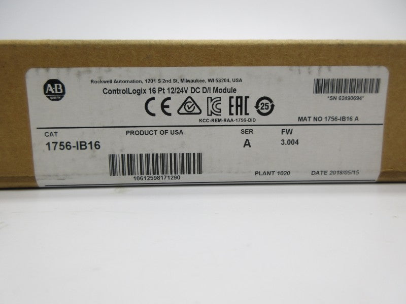 ALLEN BRADLEY 1756-IB16 SER. A F/W 3.004 DATE: 2018 NSFS