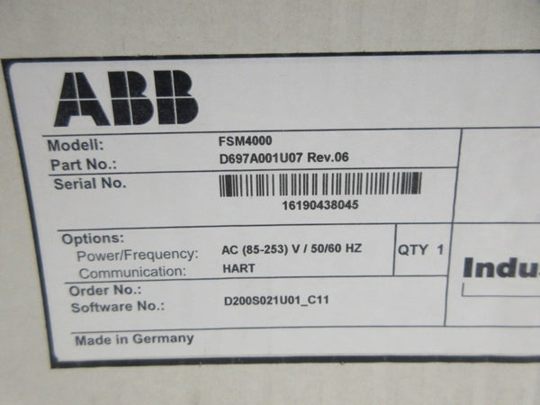ABB FSM4000 D697A001U07 100-230VAC REV. 06 NSMP