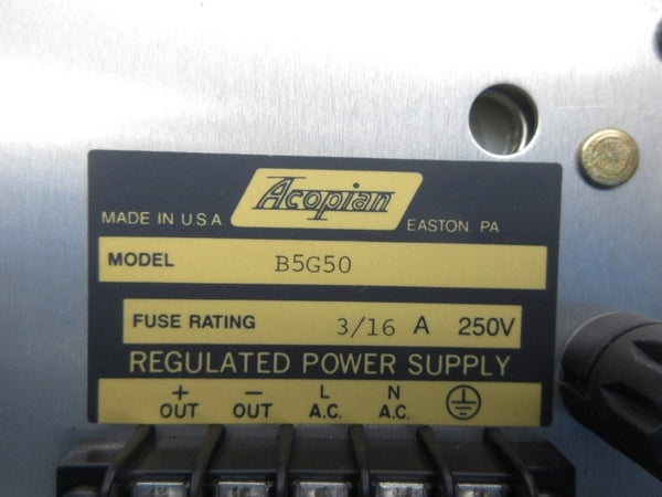 ACOPIAN B5G50 250V 3/16A NSNP
