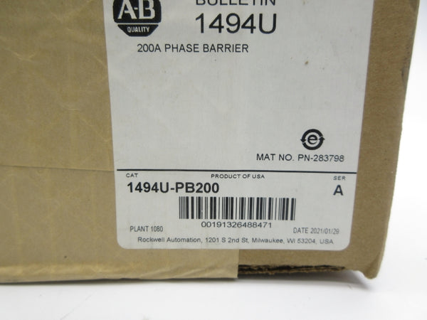 ALLEN BRADLEY 1494U-PB200 SER. A DATE: 2021 (BR/WH) NSFS