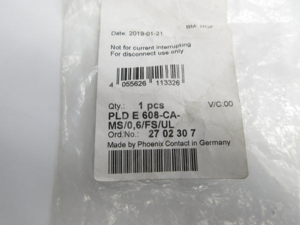 PHOENIX CONTACT PLDE608-CA-MS/0,6/FS/UL 2702307 NSMP