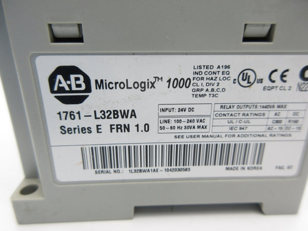 ALLEN BRADLEY 1761-L32BWA SER. E F/W 1.0 24VDC NSNP