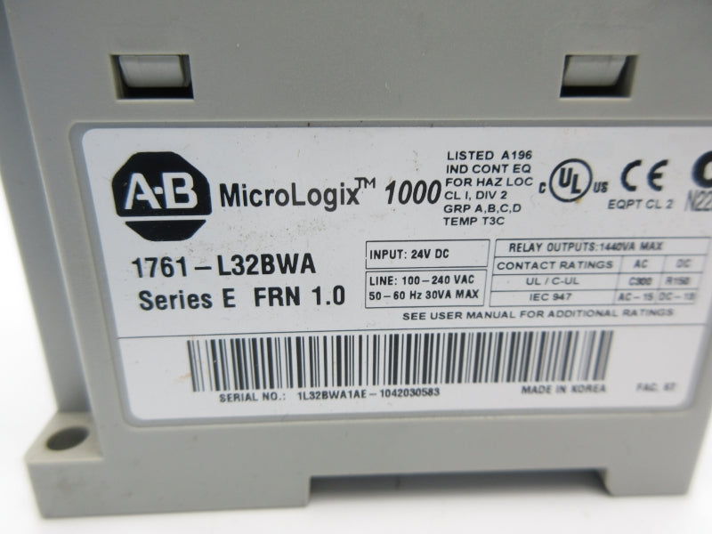 ALLEN BRADLEY 1761-L32BWA SER. E F/W 1.0 24VDC NSNP
