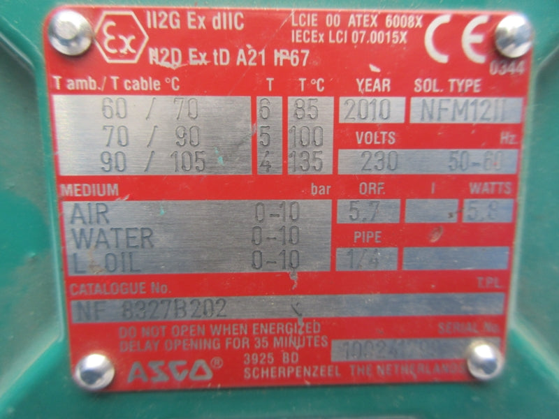 ASCO NF8327B202 230V 0-10PSI 1/4" NSNP