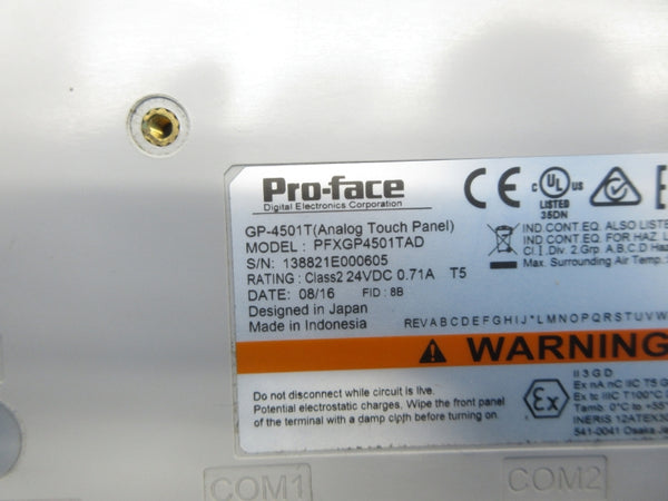 PRO-FACE PFXGP4501TAD GP-4501T 24VDC 0.71A UNMP