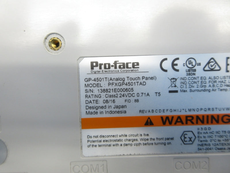 PRO-FACE PFXGP4501TAD GP-4501T 24VDC 0.71A UNMP