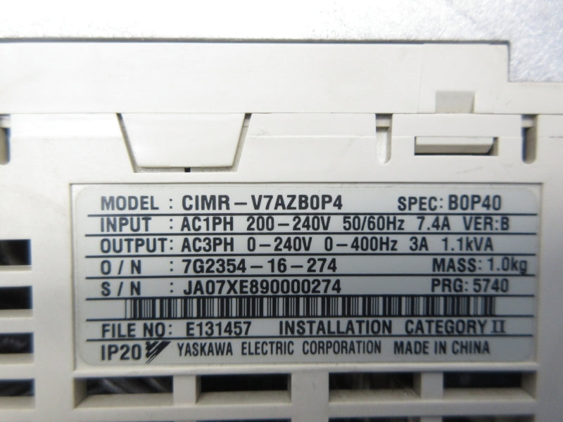 YASKAWA ELECTRIC CIMR-V7AZB0P4 200-240V 7.4A UNMP
