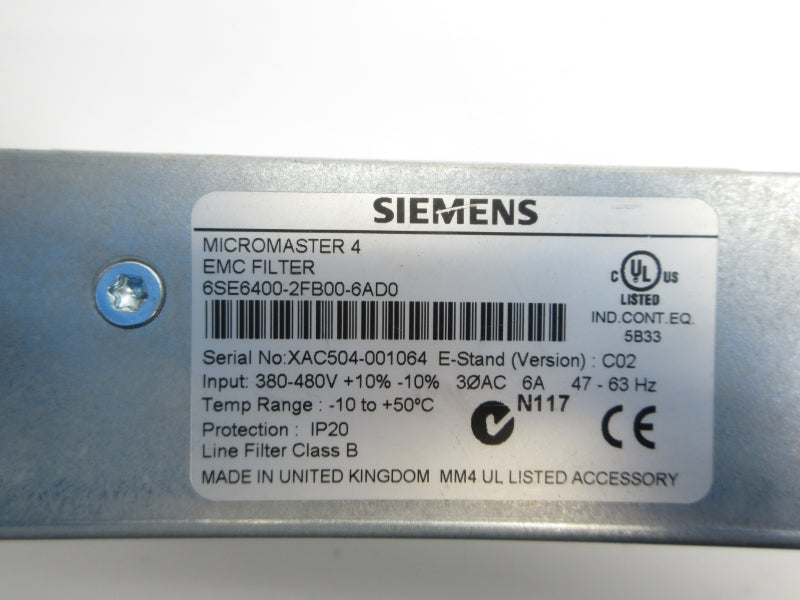 SIEMENS 6SE6400-2FB00-6AD0 380-480V UNMP